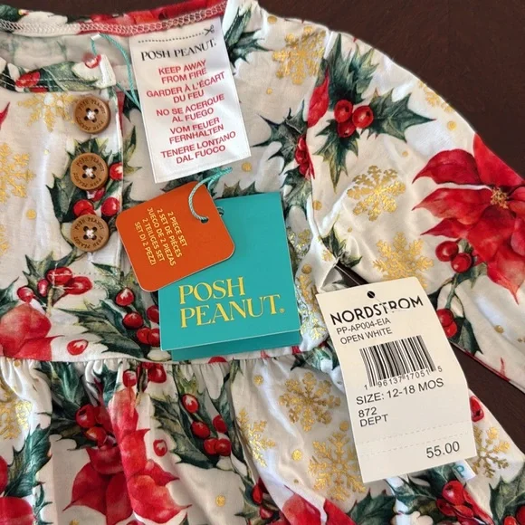 Posh Peanut Holiday Baby Dress with Red Polka Dot Bloomers size 12-18m NWT - Picture 4 of 4